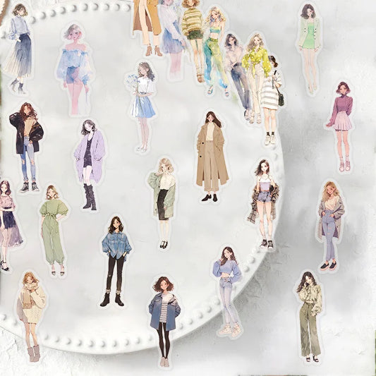 Transparent Fashion Girl Outfit Stickers Pack