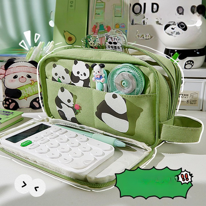 Canvas Multiple Compartments Pencil Pouch