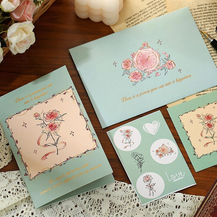 3D Rose Greeting Cards