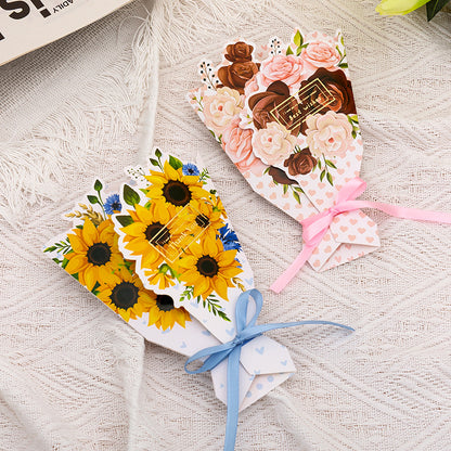 Small 3D Gilt Bouquet Wish Greeting Cards
