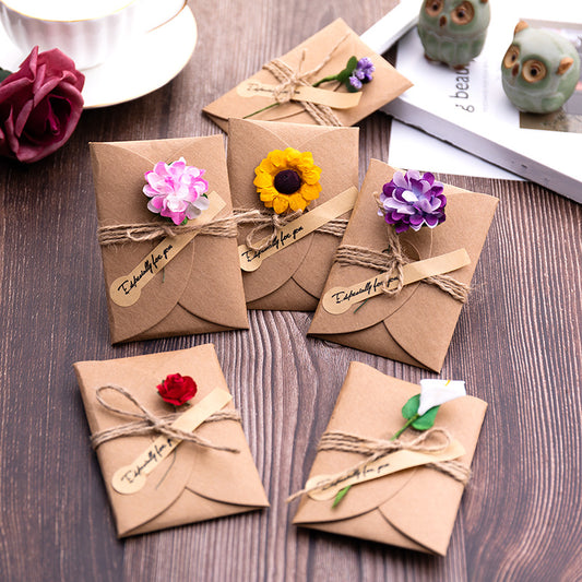 Vintage Kraft Paper Dried Flower Greeting Card