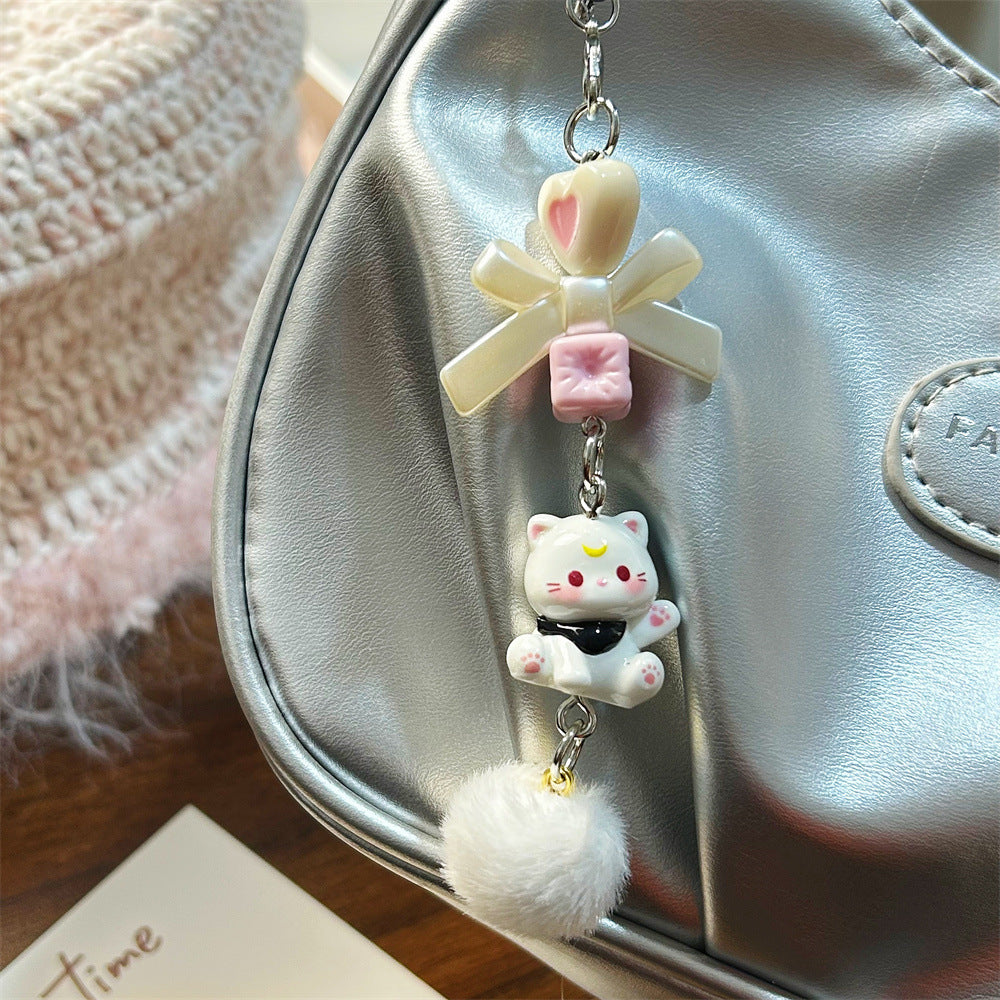 Hello Kitty Fur Ball Beaded Pendant