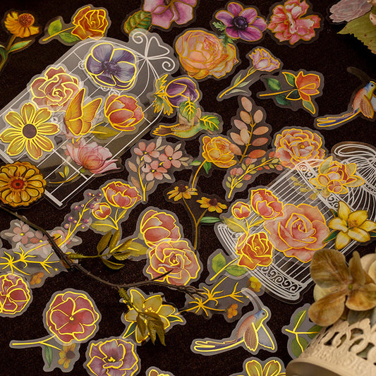 Flowers And Birds Cage Stickers Pack
