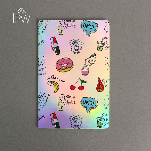 Holographic Shiny Cover Beauty Queen Lined Notebook