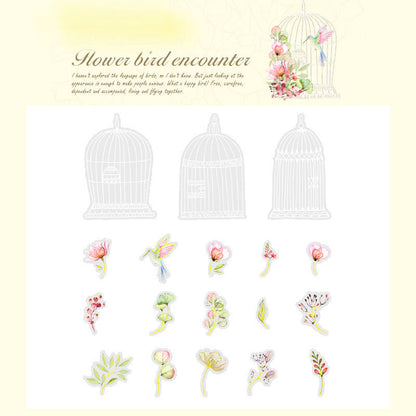 Flowers And Birds Cage Stickers Pack