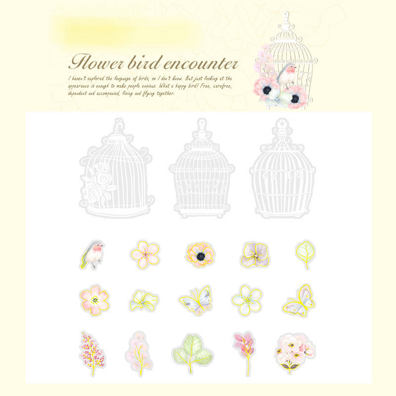 Flowers And Birds Cage Stickers Pack