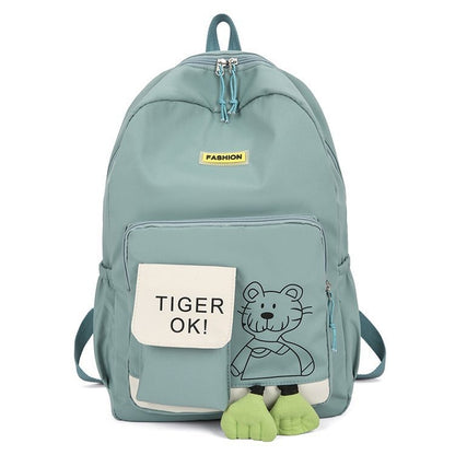 Simple Solid Color Tiger Graffiti Backpack Bag