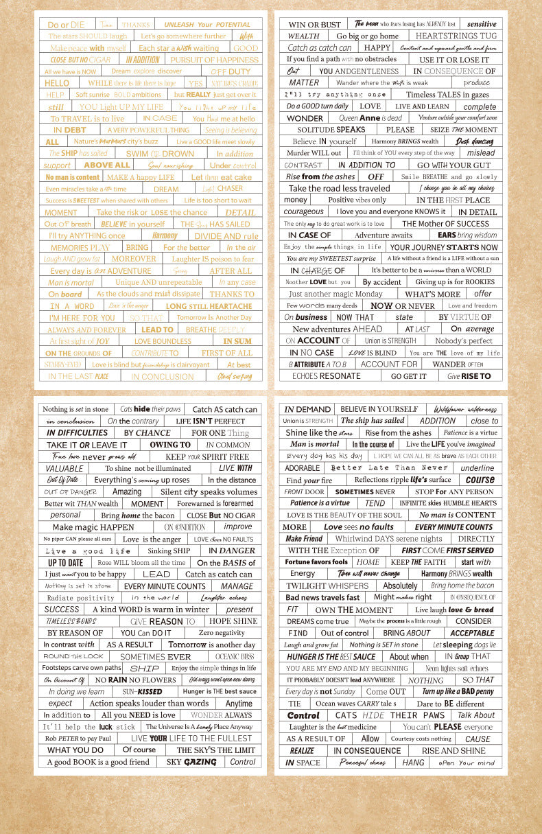 Retro English Text Stickers