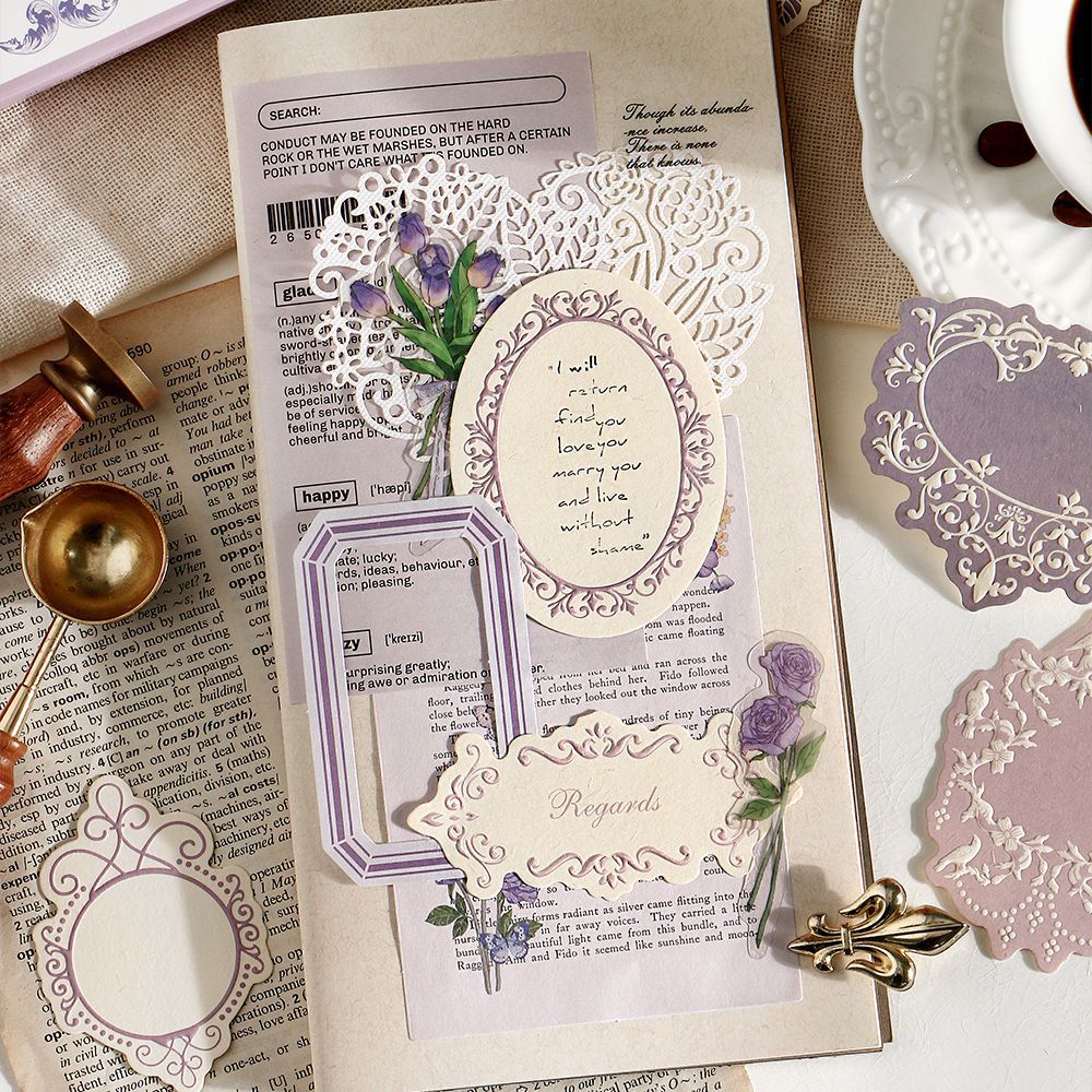 Warm Reminiscence Embossed Box Stickers