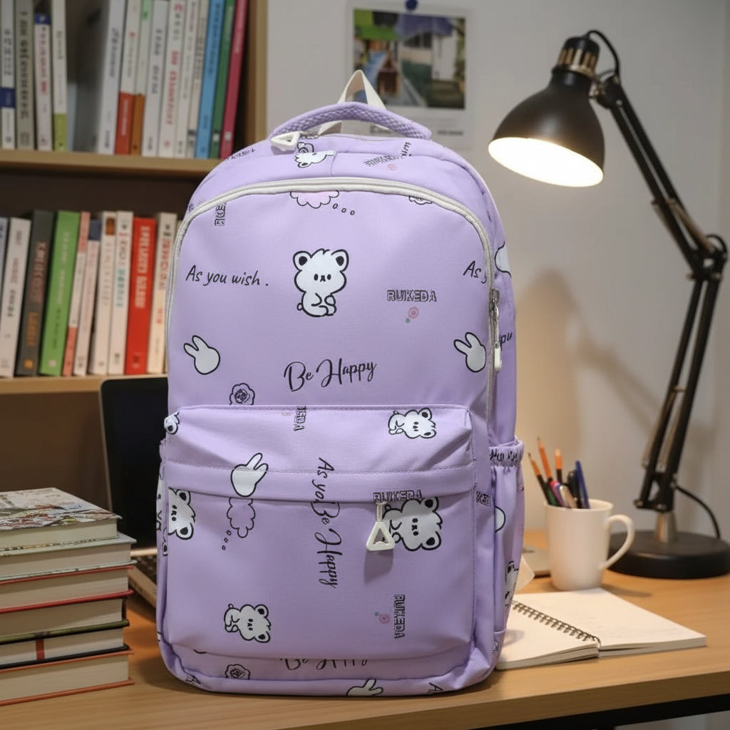 Kawaii Bear & Bunny Print Backpack