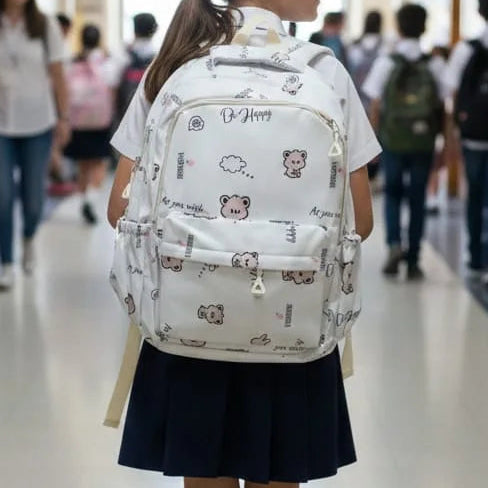 Kawaii Bear & Bunny Print Backpack