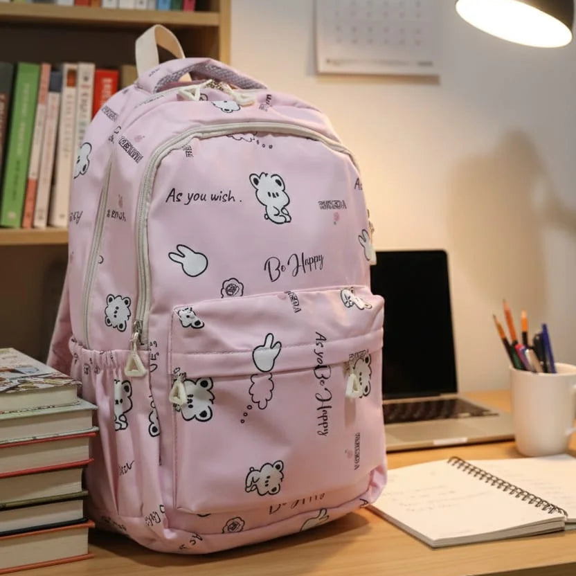 Kawaii Bear & Bunny Print Backpack