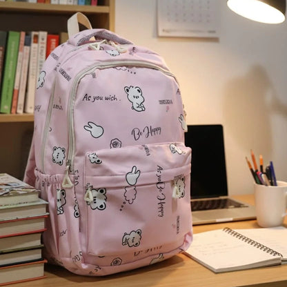 Kawaii Bear & Bunny Print Backpack