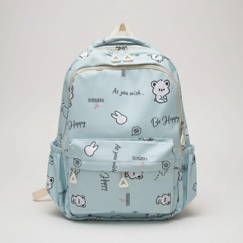 Kawaii Bear & Bunny Print Backpack