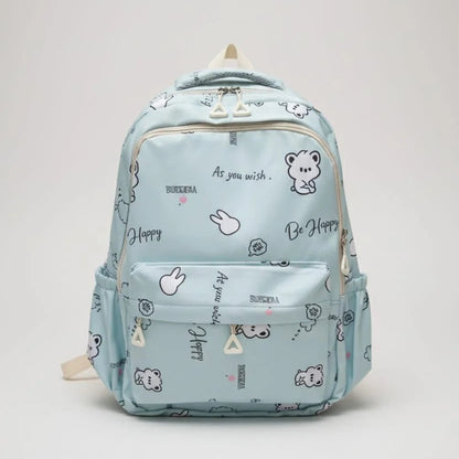 Kawaii Bear & Bunny Print Backpack