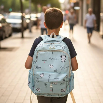 Kawaii Bear & Bunny Print Backpack