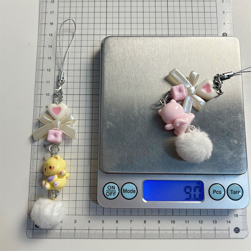Hello Kitty Fur Ball Beaded Pendant