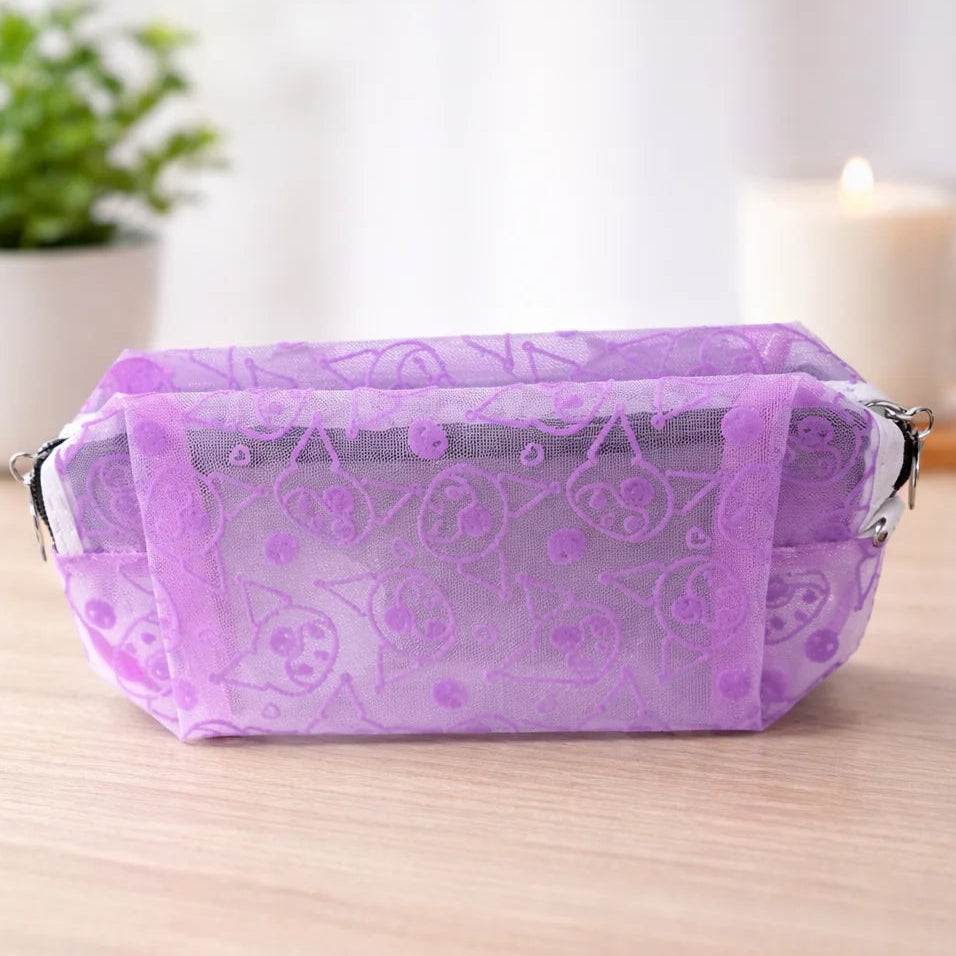 Embroidered Mesh Multi Use Storage Pouch