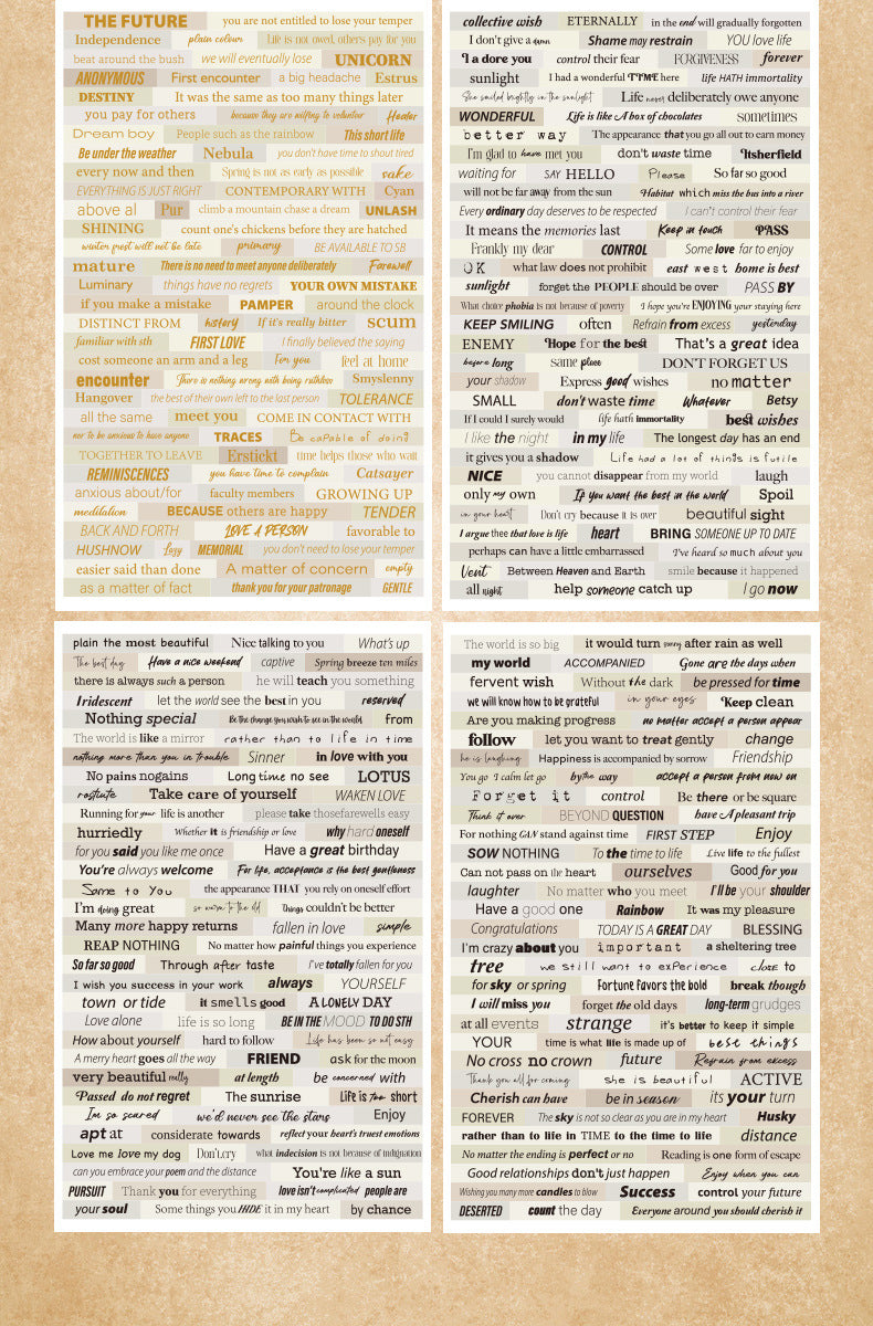 Retro English Text Stickers
