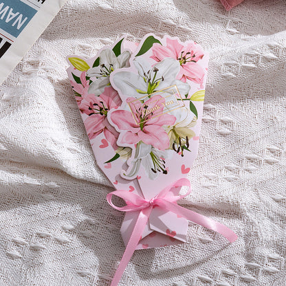 Small 3D Gilt Bouquet Wish Greeting Cards