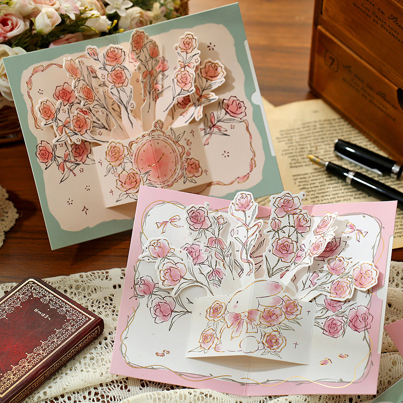 3D Rose Greeting Cards