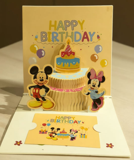 Kids 3D Birthday Greeting Card with Light n Music - Mickey n Minnie