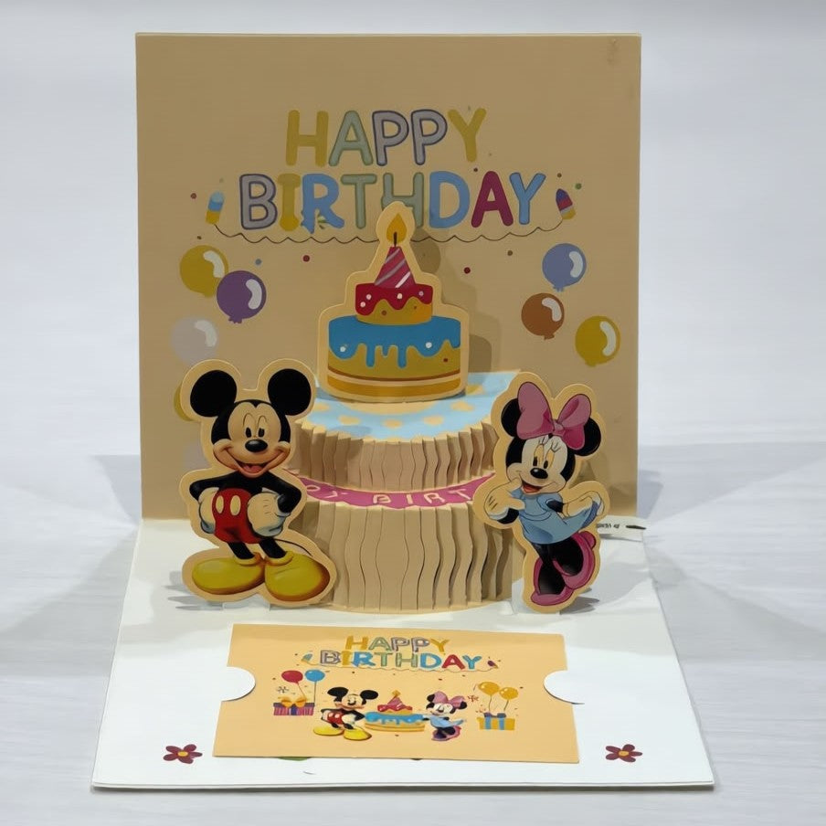 Kids 3D Birthday Greeting Card with Light n Music - Mickey n Minnie