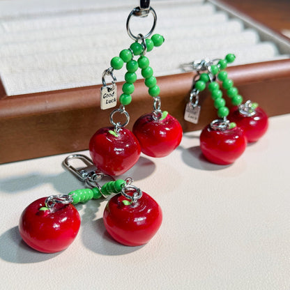 Cute Beaded Cherry Pendant, Girly Phone Chain, Bag Charm