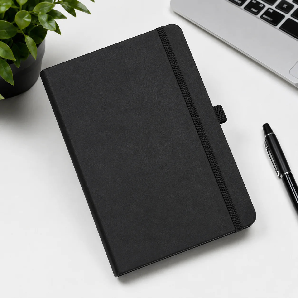 Classic Black Hardcover Notebook with Elastic Closure