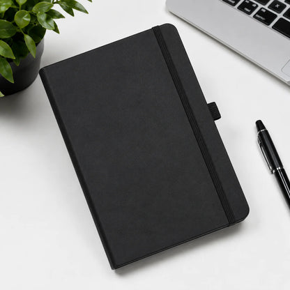 Classic Black Hardcover Notebook with Elastic Closure