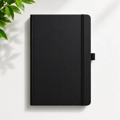 Classic Black Hardcover Notebook with Elastic Closure