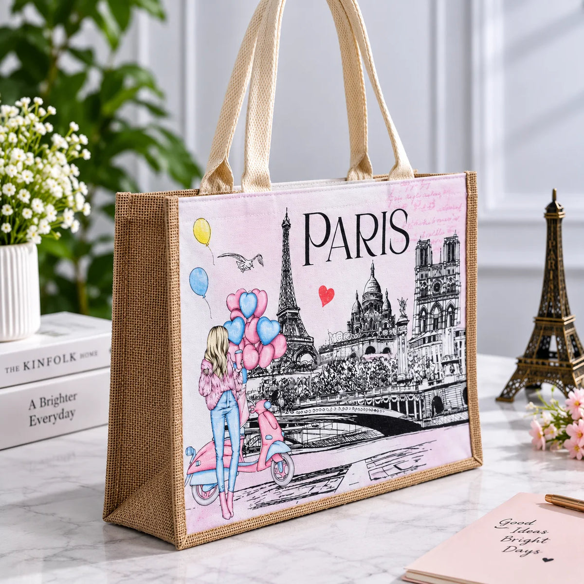 Paris Illustrated Canvas Tote Bag