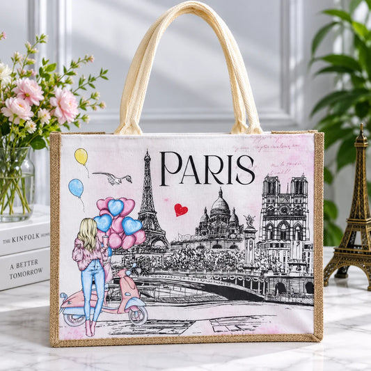 Paris Illustrated Canvas Tote Bag