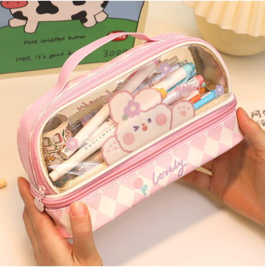 Kiwaii Large Capacity Double Layer Pencil Case