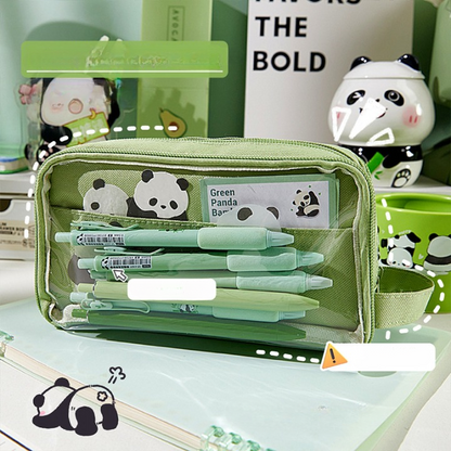 Canvas Multiple Compartments Pencil Pouch