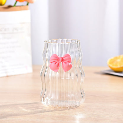 Bamboo Lid Bow Glass Cup