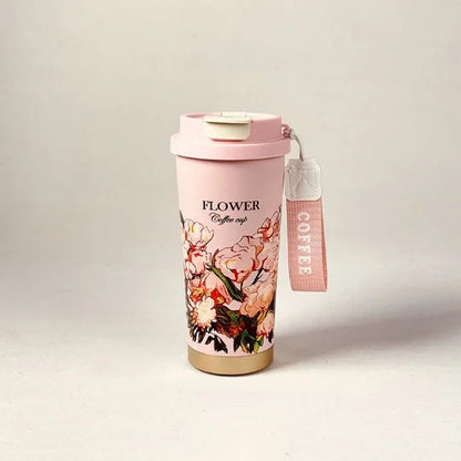 Oleander Flower Steel Insulated Coffee Cup
