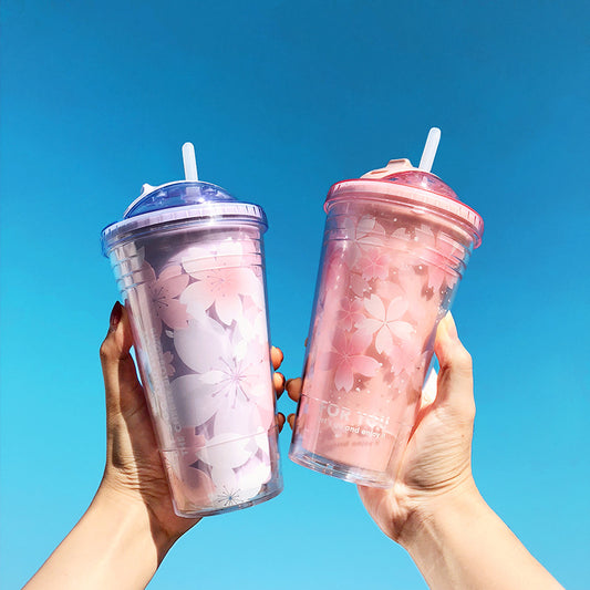 Sakura Double Layer Plastic Sipper Cup