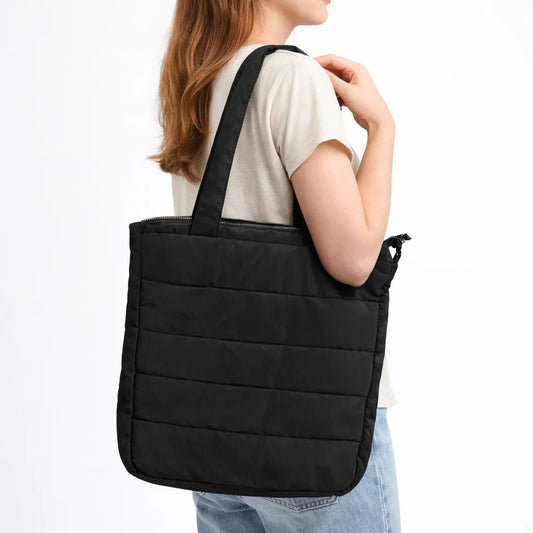 Large Vertical Padded Puffer Shoulder Bag