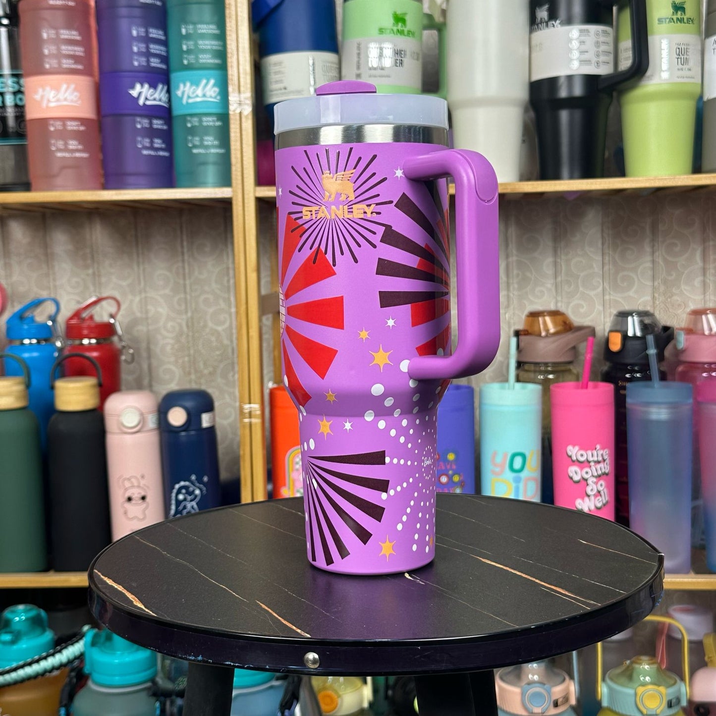 Stanley Steel Tumbler 40 oz with Plastic Straw - Purple