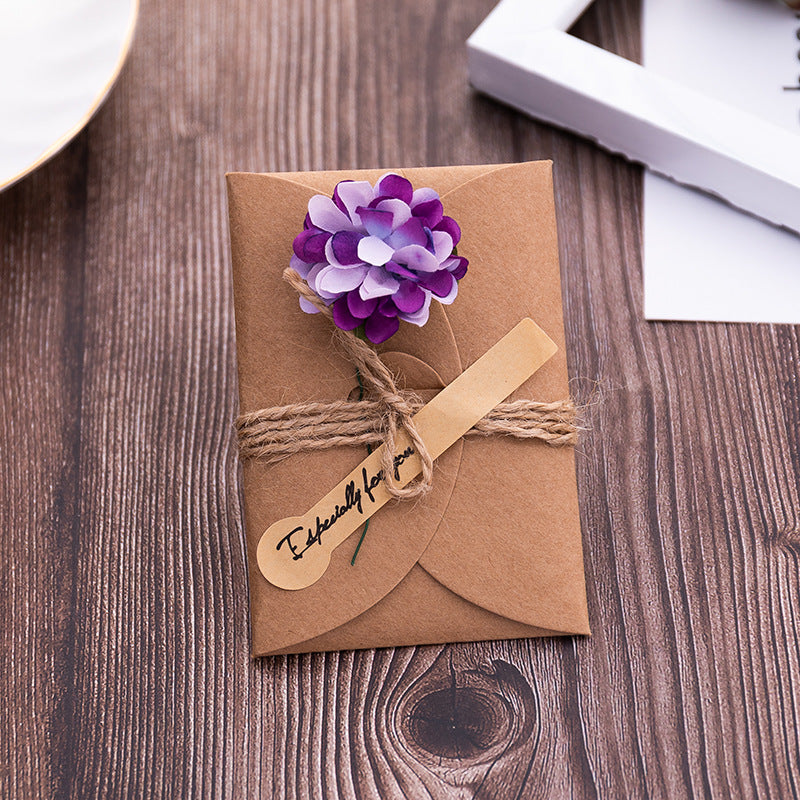Vintage Kraft Paper Dried Flower Greeting Card