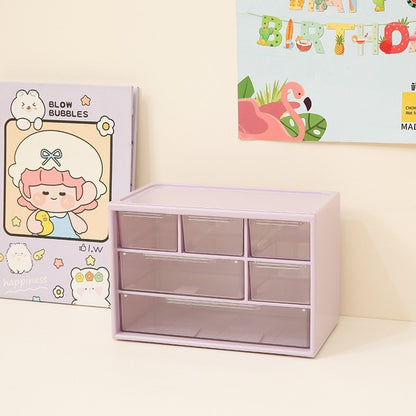 6-grid Mini Desktop Drawer Storage Box