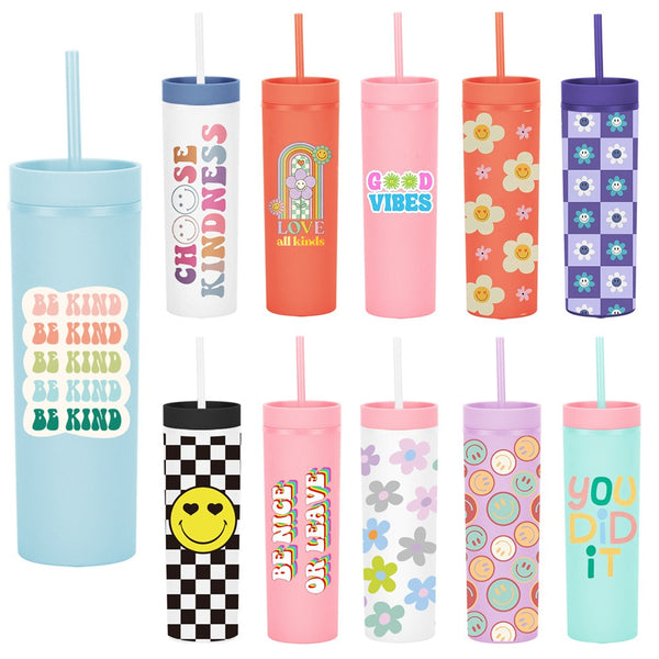 New Printed Plastic Cup with Straw