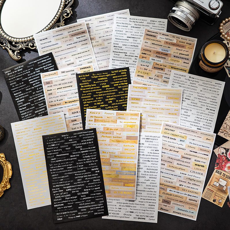 Retro English Text Stickers
