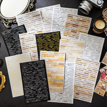 Retro English Text Stickers