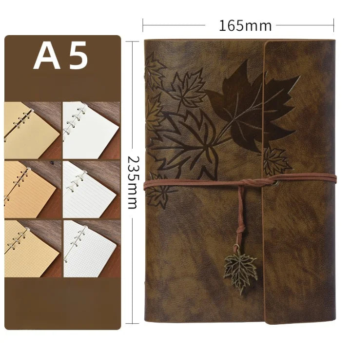 Maple Leaf Embossed Vintage Leather Journal