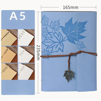 Maple Leaf Embossed Vintage Leather Journal