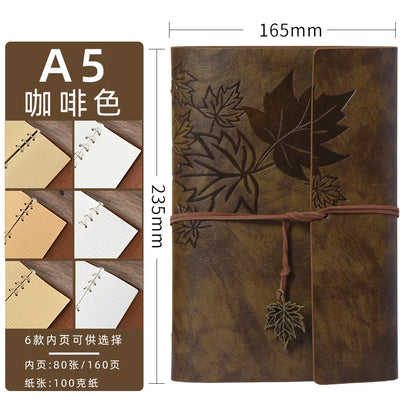 Maple Leaf Embossed Vintage Leather Journal