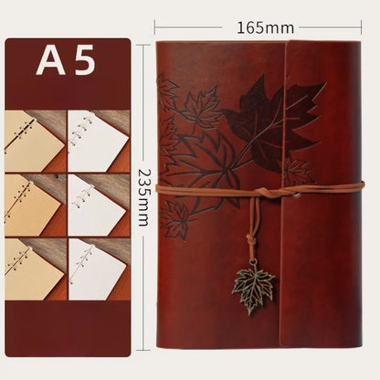 Maple Leaf Embossed Vintage Leather Journal
