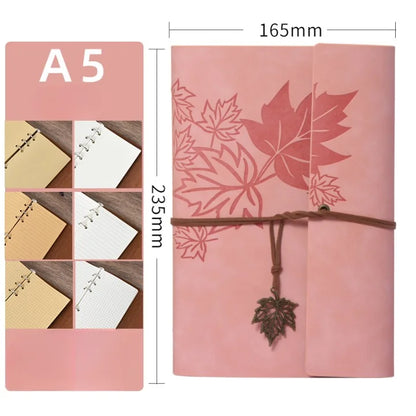 Maple Leaf Embossed Vintage Leather Journal
